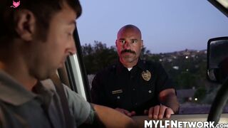 Officer Joshua Lewis licks pussy in a hardcore threesome session with hot Gal Ritchie