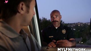 Officer Joshua Lewis licks pussy in a hardcore threesome session with hot Gal Ritchie