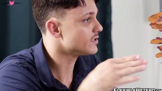 My straight friend Enzo Muller helps me masturbate my throbbing cock