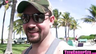 TeenGroupSex.com - Schoolgirl babes pounded after beach fun