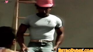 RetroDudes.com - Vintage construction worker enjoys rimming and black deepthroat