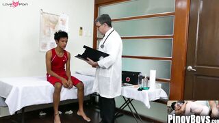 PinoyBoys.com - Doctor Daddy measures twink patient's ass with his hard cock