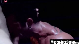 MuscleJockBound.com - Pierced wrestler's mutual blowjob leads to a cum spray in a rou
