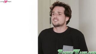 Stepmom helps out son with his morning boner in secrecy