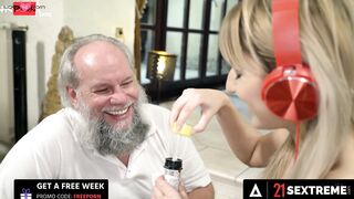 21 SEXTREME - Slim Bombshell Takes All The Cum Into The Face From An Older Grandpa's Penis