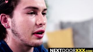 NextDoorXXX.com - Sensual young homo tugs big cock slowly until he cums in a hot solo
