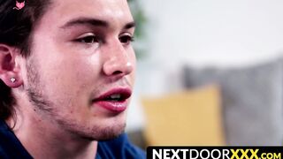 NextDoorXXX.com - Sensual young homo tugs big cock slowly until he cums in a hot solo