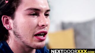 NextDoorXXX.com - Sensual young homo tugs big cock slowly until he cums in a hot solo