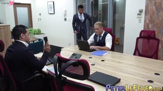 Japanese businessmen are alone in the office so naturally its an all out breeding fes