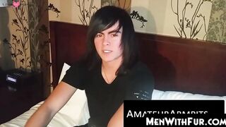 MenWithFur.com - Cute little twink jerks his never shaved prick solo