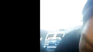 Pierced Brunette Blows in the Car