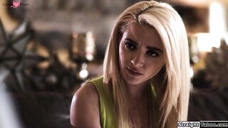 Blonde babe fucks guy to not get exposed