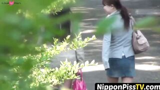 NipponPissTV.com - Gorgeous Japanese girls spotted taking a leak in forest outdoors