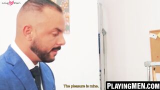 PlayingMen.com - Sir Peter rams Javi Gray's muscular bubble butt