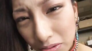 Japanese splendid brunette with sexy boobs tied and face fucked